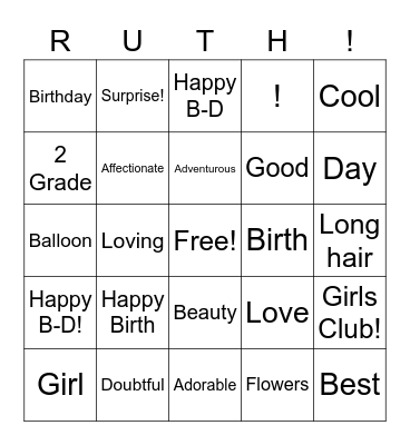 Happy Birthday Ruth! Bingo Card