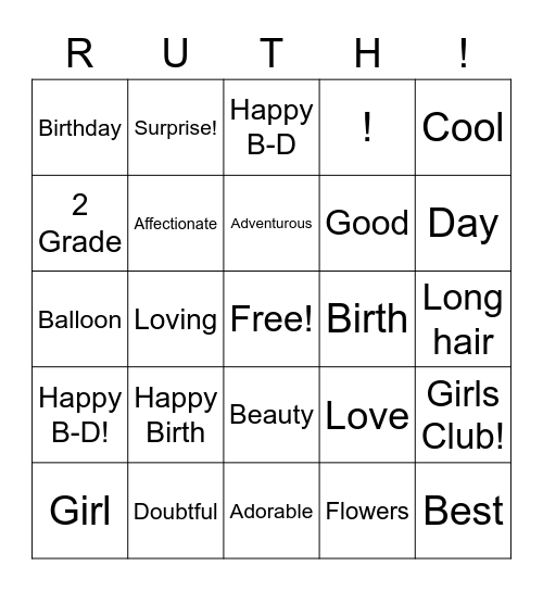 Happy Birthday Ruth! Bingo Card