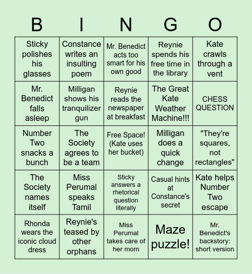 MBS Bingo: Episode 1 Bingo Card