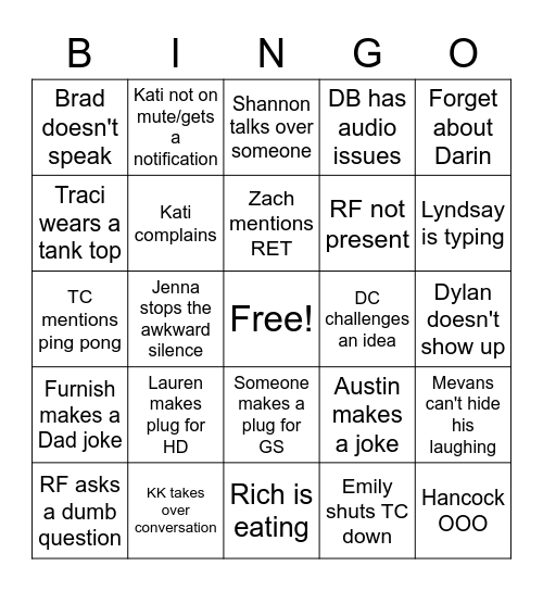 POM Bingo Card