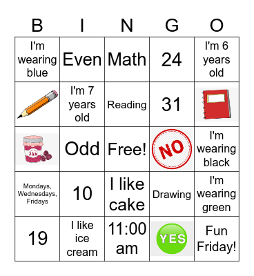 Fun Friday BINGO Card