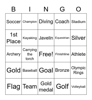 Olympic Bingo Card