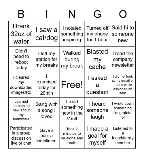 Round 2 Bingo Card