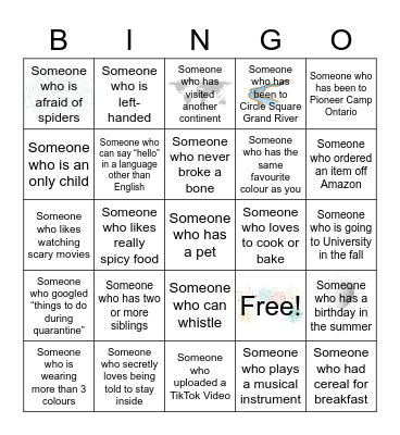 Get To Know You Bingo! Bingo Card
