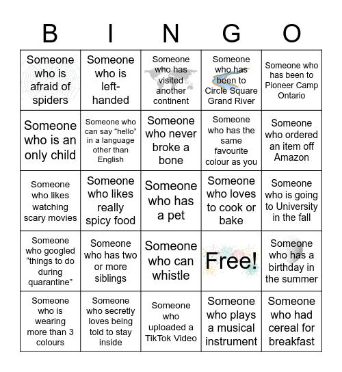 Get To Know You Bingo! Bingo Card