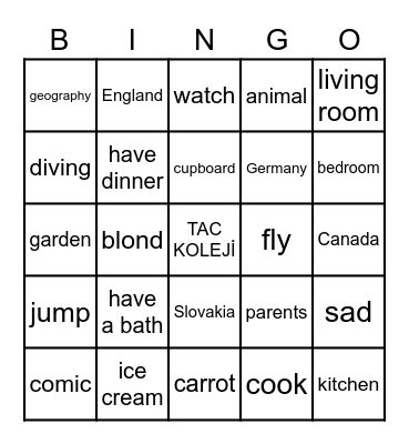 ÖZGÜR HOCA İNGİLİZCE Bingo Card
