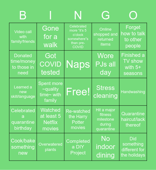 Telework Bingo Card