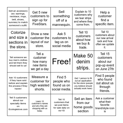 Customer Service Bingo!!!! Bingo Card