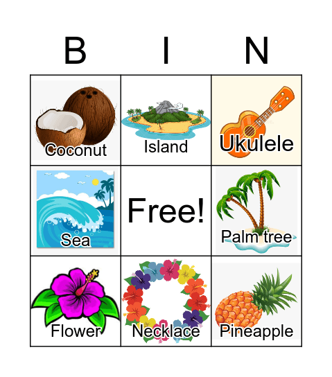 Hawaiian Bingo Card