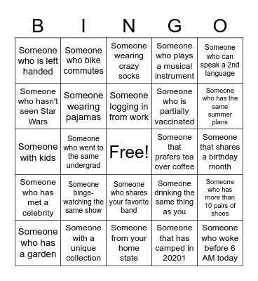 Alumni & New Student Mixer BINGO Card