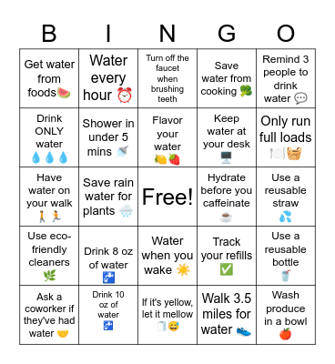 H2O BINGO Card