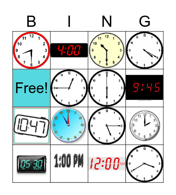 TELL TIME WITH DIFFERENT CLOCKS! Bingo Card