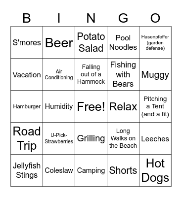 Sizzling in the Summertime Bingo Card
