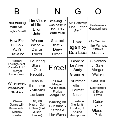 Grade 10 Music BINGO Card