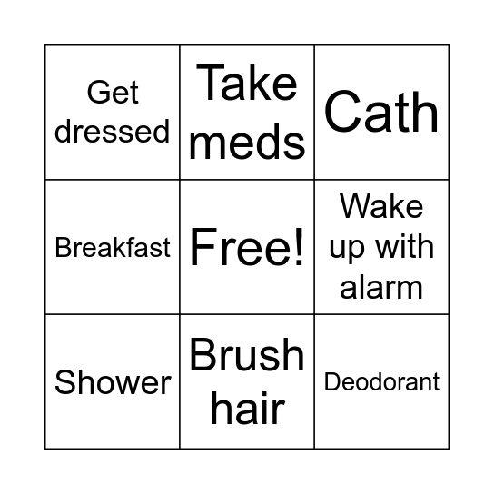 Every morning Bingo Card