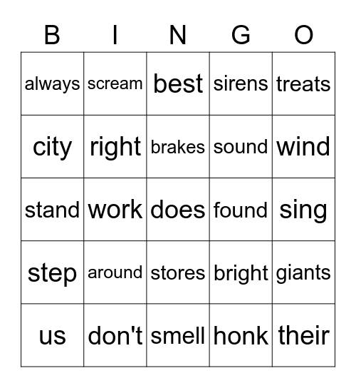 PHONICS Bingo Card