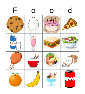 Food Bingo Card