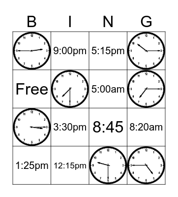 Time Bing0 Bingo Card