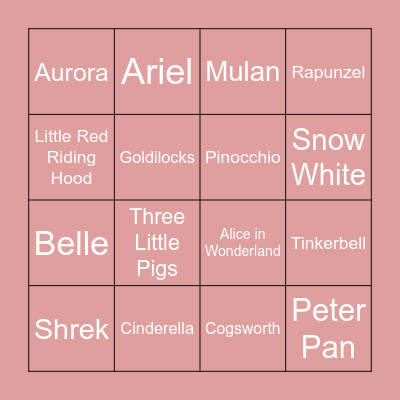 Fairy Tale Bingo Card