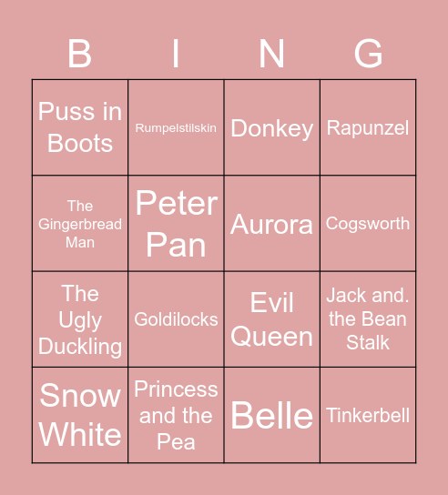 Fairy Tale Bingo Card