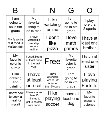 Get To Know You BINGO Card