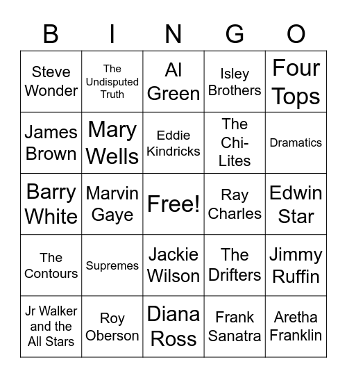 Motown Bingo Card