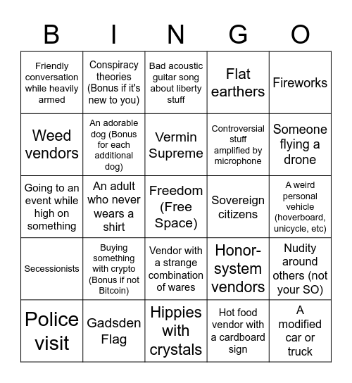 Porcfest 2021 Bingo Card