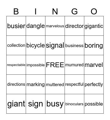 Lesson 22-40 Bingo Card