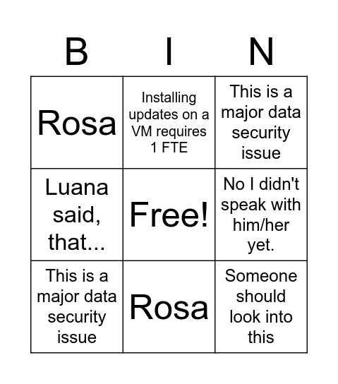 Schmandrew Bingo Card