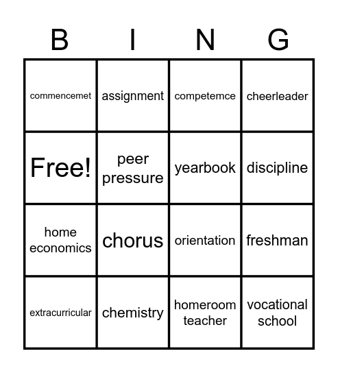 GEPT Build Up (W&S) U1 Word Bingo Card