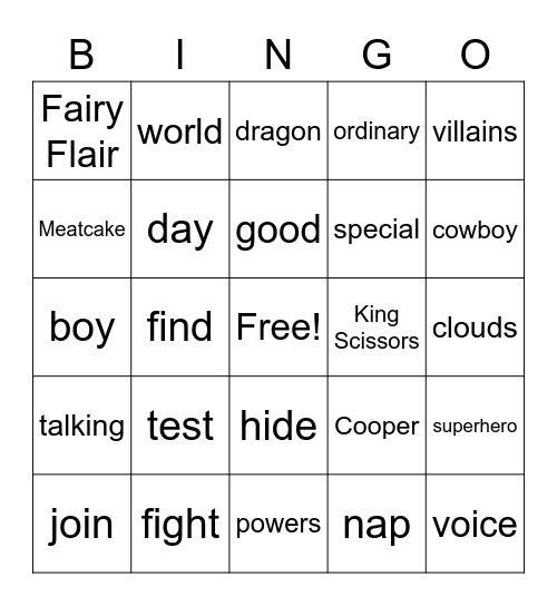 Tom Thunder Origin Bingo Card