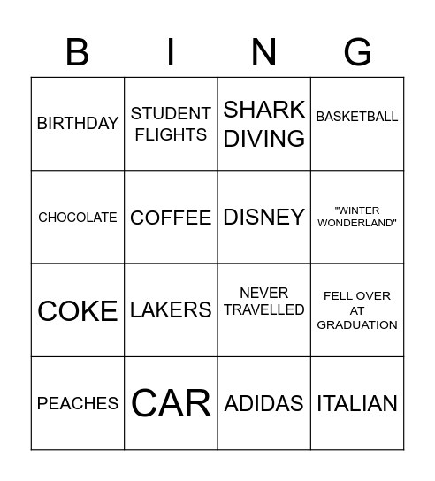 TRUE OR FALSE? Bingo Card