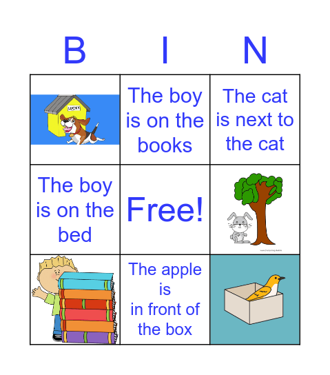 Prepositions of Place (Teacher Gi) Bingo Card