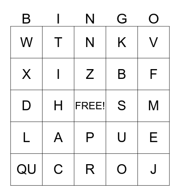 Alphabet bingo Card