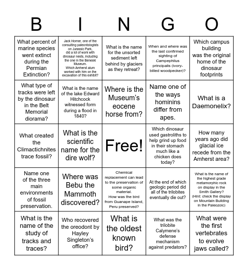 Beneski Bingo Card