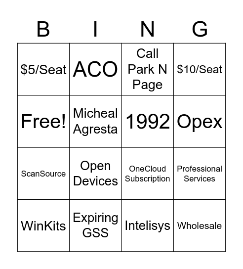 Bingo - Hiscall Bingo Card