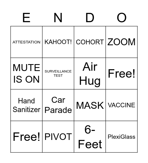 Newman End of Year "ENDO" Bingo Card