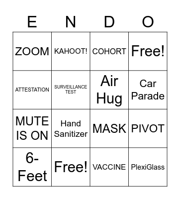 Newman End of Year "ENDO" Bingo Card