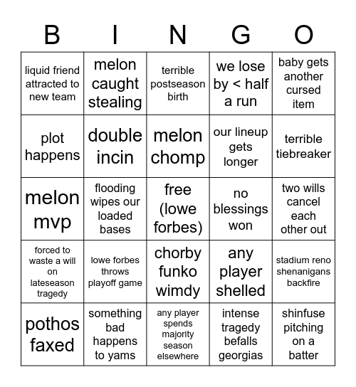 japester bingo Card