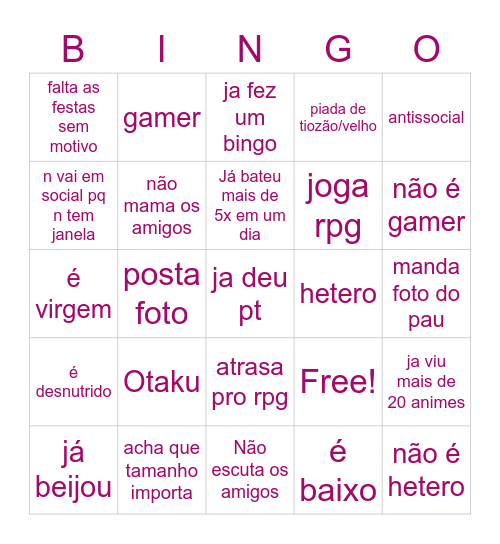 Bingo aleatório Bingo Card