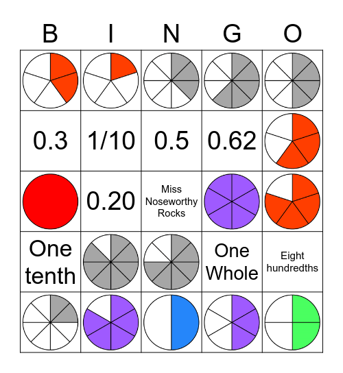 Fraction Circles Bingo Card