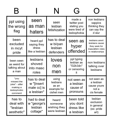 lesbians lets go lets go Bingo Card