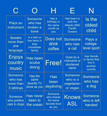 Intern & Learning Buddy BINGO Card