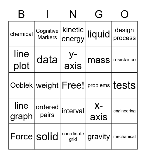 Measurement and Data/Science/Reading Bingo Card