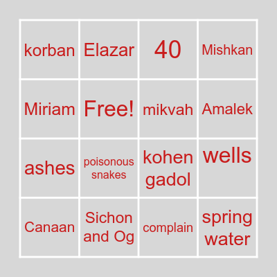 Chukat Bingo Card