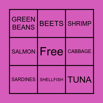 FOOD Bingo Card