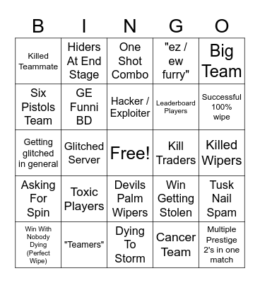 SBR Bingo Card