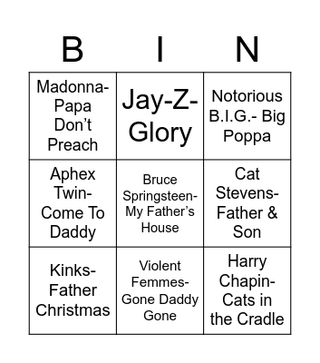 Father's Day Coverall Bingo Card