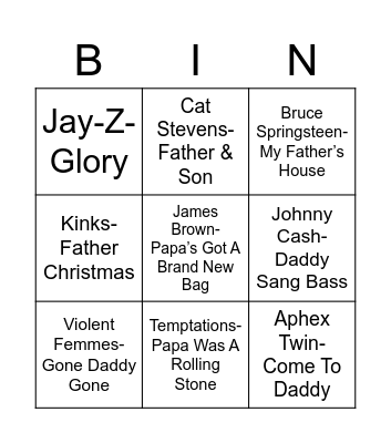 Father's Day Coverall Bingo Card