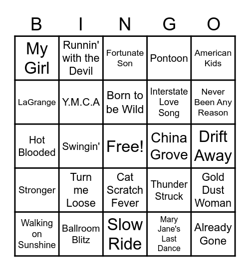 Music Trivia Bingo Card